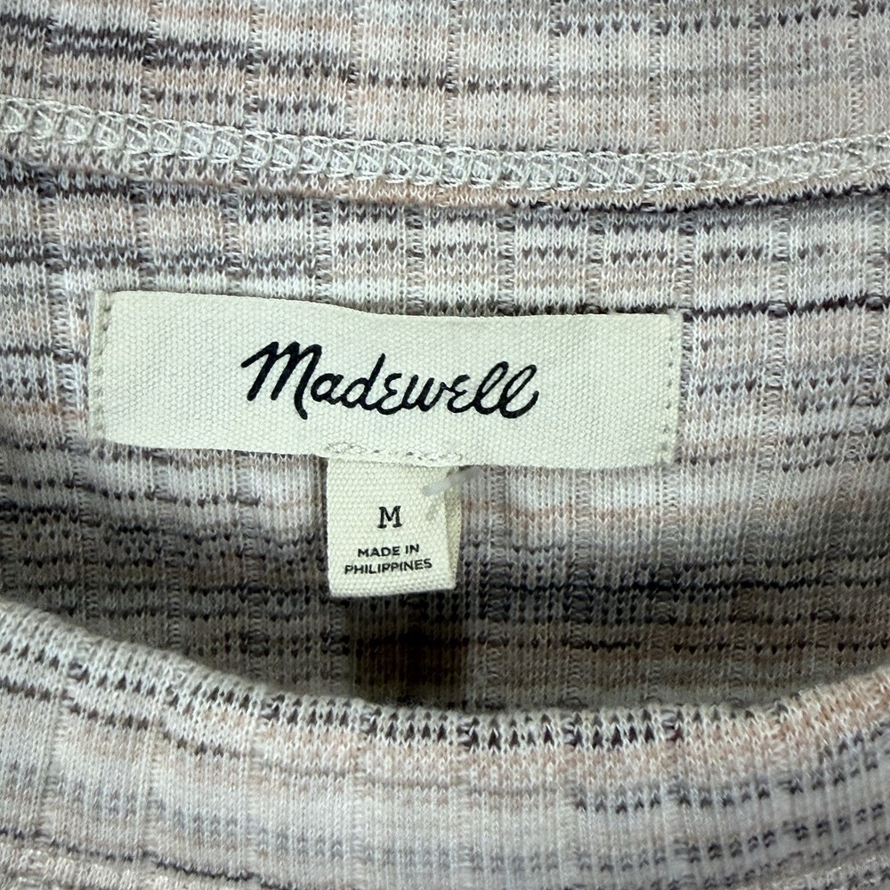 Madewell Brightside Rib Cutaway Tank Women's M Tan Striped Sleeveless NWT - Picture 3 of 6